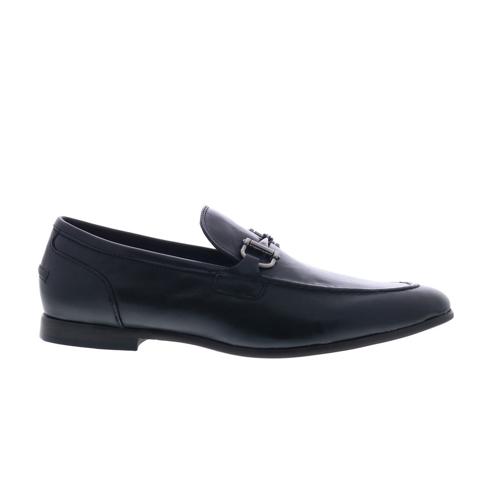 Steve Madden Elegant Mens Black Leather Loafers Slip On Casual Shoes