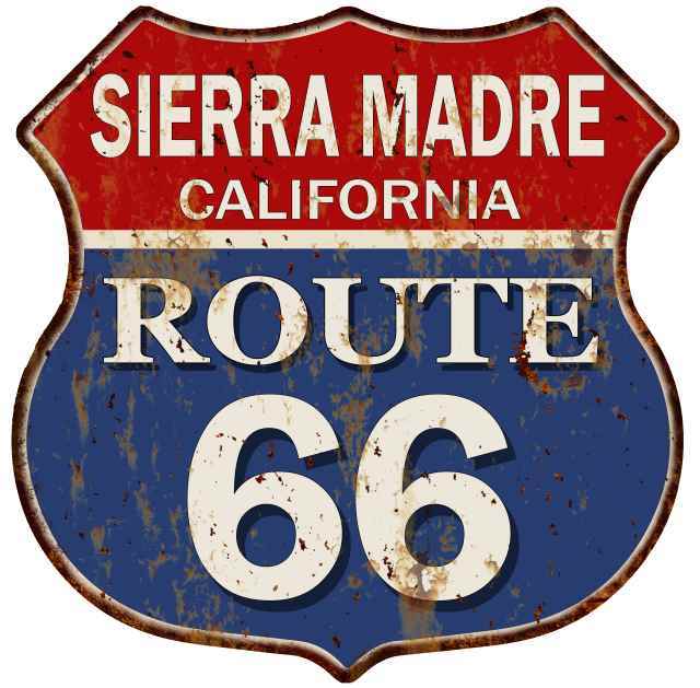 SIERRA MADRE, CALIFORNIA Route 66 Shield Metal Sign Man Cave Garage 211110013064