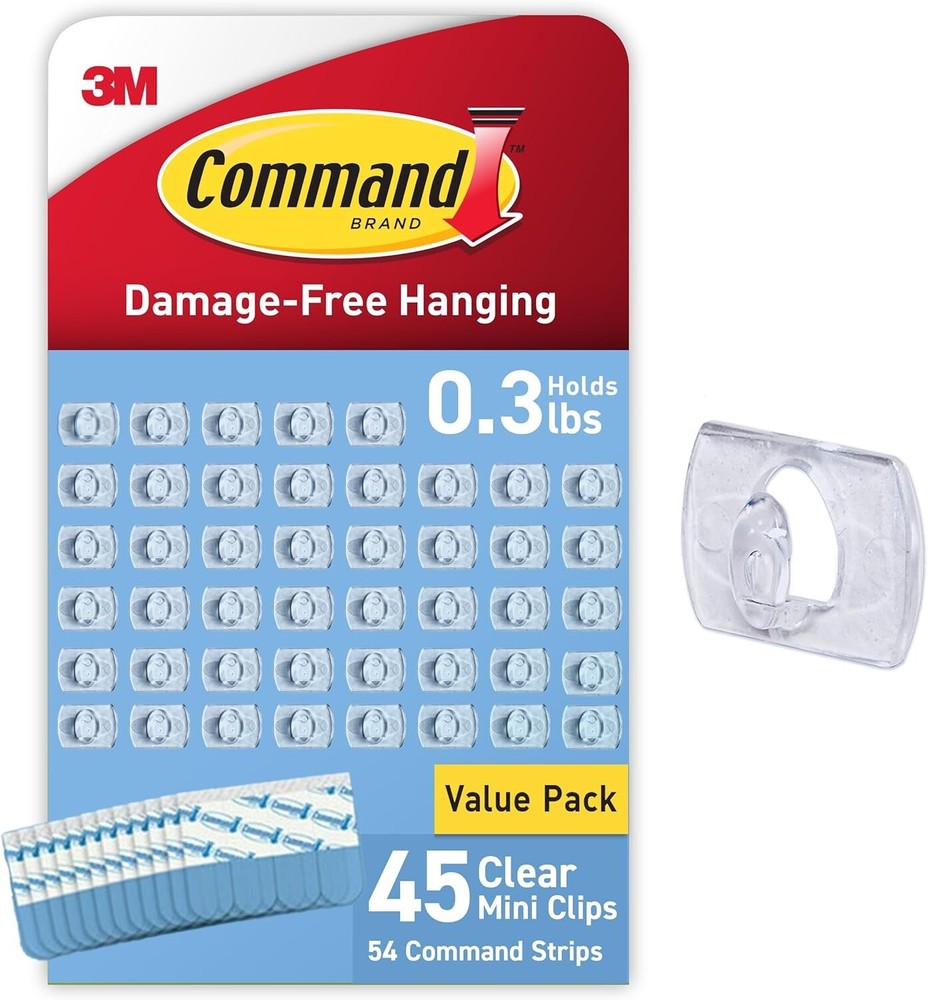 Command Indoor Mini Light Clips, Damage Free Hanging Christmas Light Clips