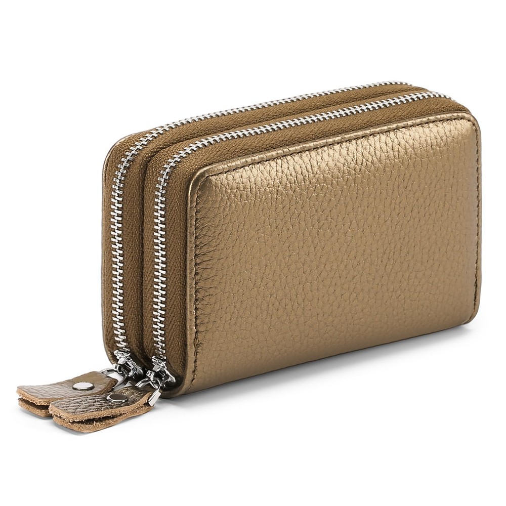 Slim RFID-Blocking Genuine Leather Credit Card Wallet in Bronze-image