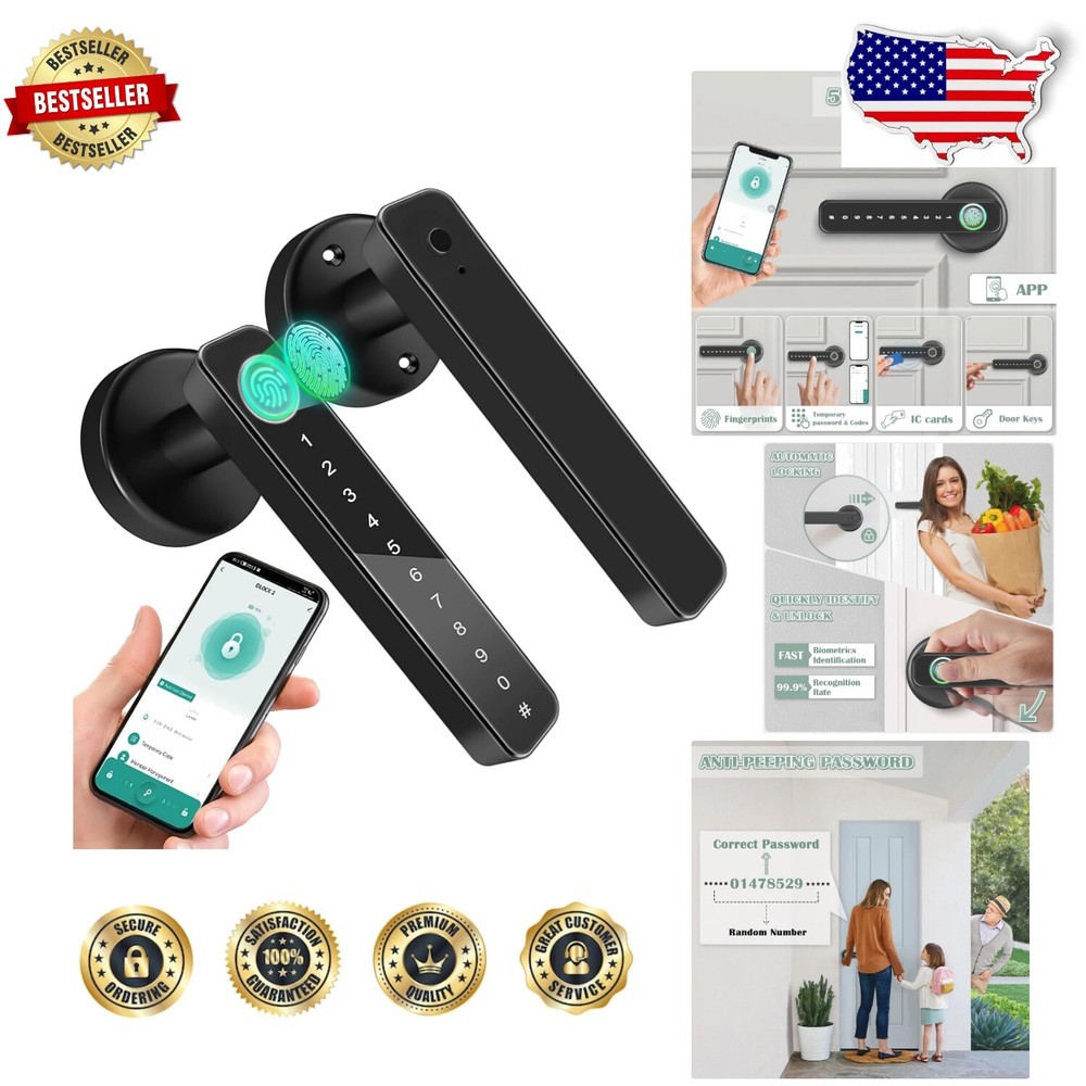 Biometric Smart Door Lock with 5 Access Methods for Easy Home Installation-image