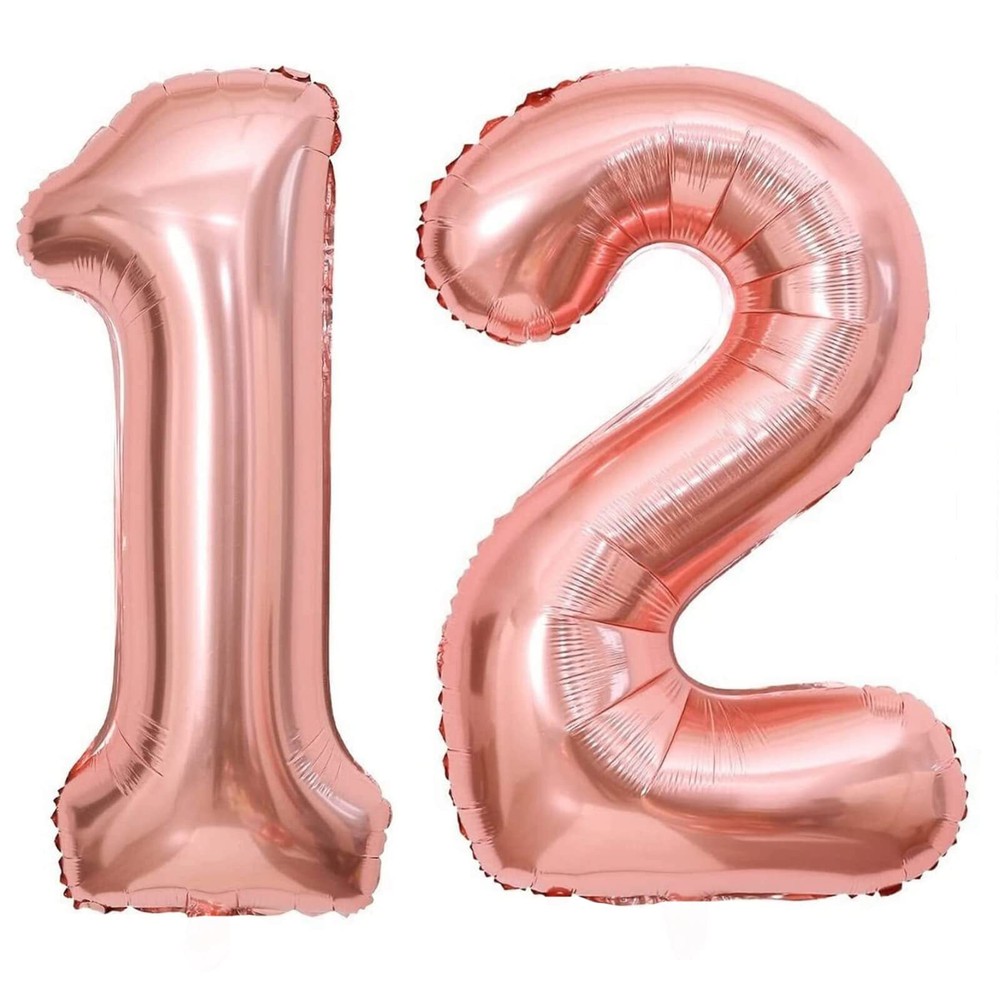40 Inch Number 12 Balloon Rose gold Jumbo Giant Big Large Number 21 Foil Myla...