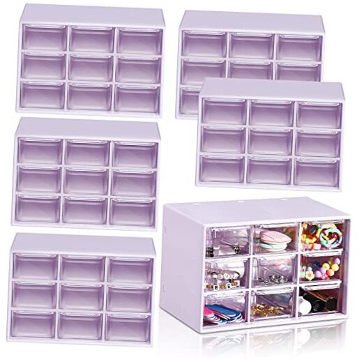 6 Pcs Mini Drawer Organizer Small Organizer with 9 Drawers Plastic Desktop