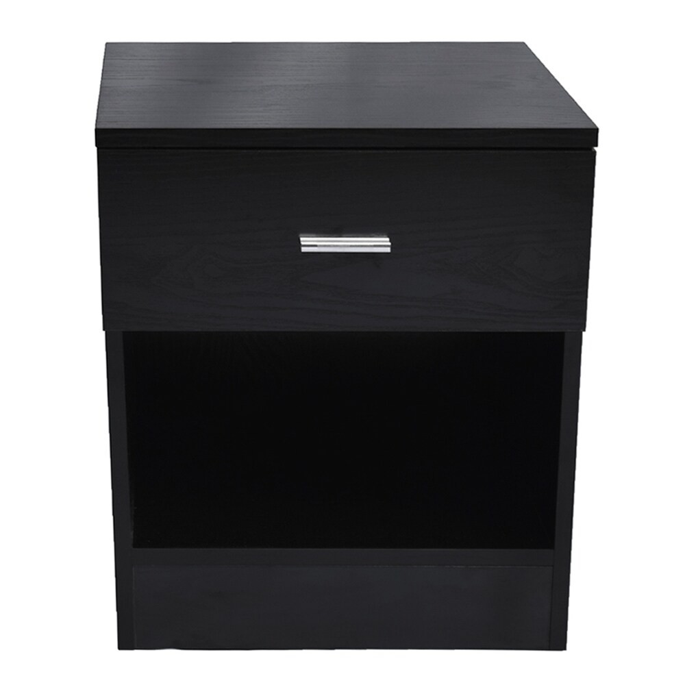 1-Drawer Metal Handle Bedside Cabinet Nightstand in White or Black