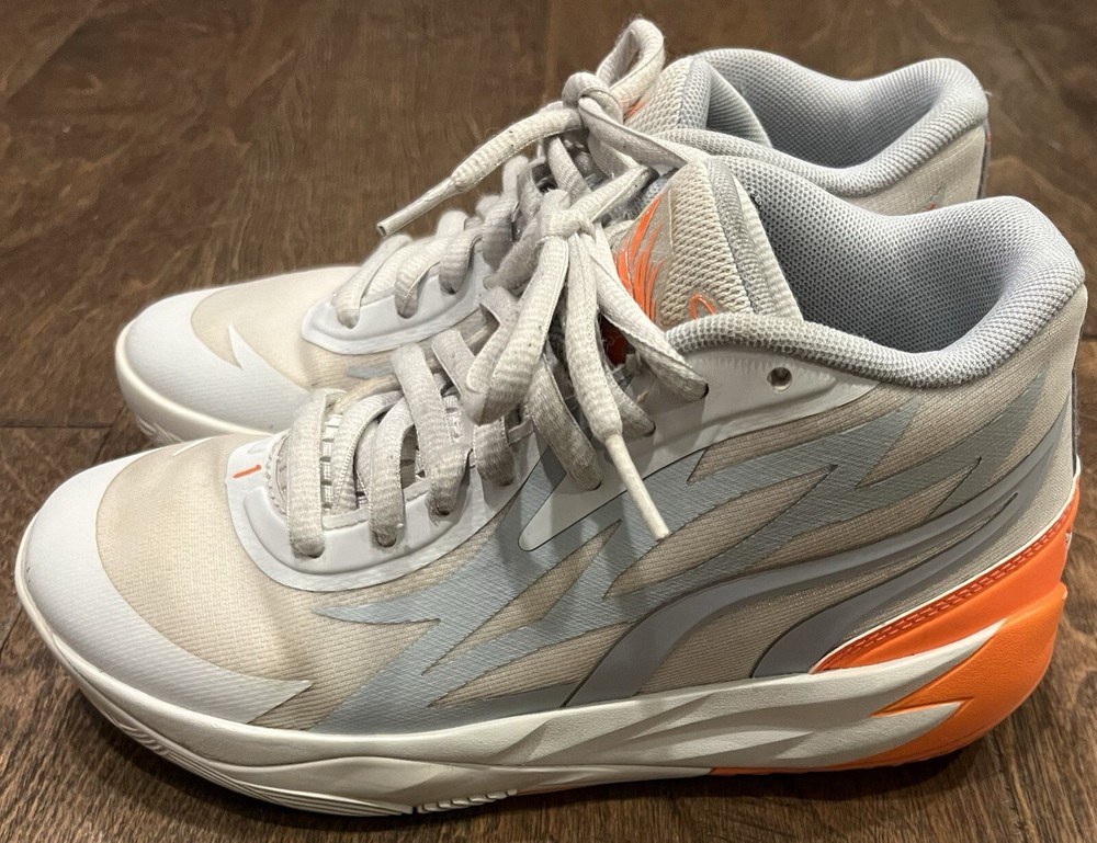 Youth Puma MB.02 Jr 'Gorangé 378358-02  Platinum Grey/Ultra Orange Size 4