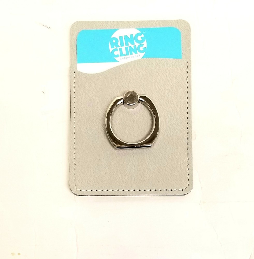 CREDIT CARD HOLDER SMART Phone WALLET Ring Cling light Gray Color Cardholder NEW-image