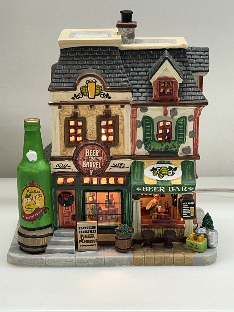 Lemax Beer N Barrel Beer Bar 2021 with Light Cord Mint Rare