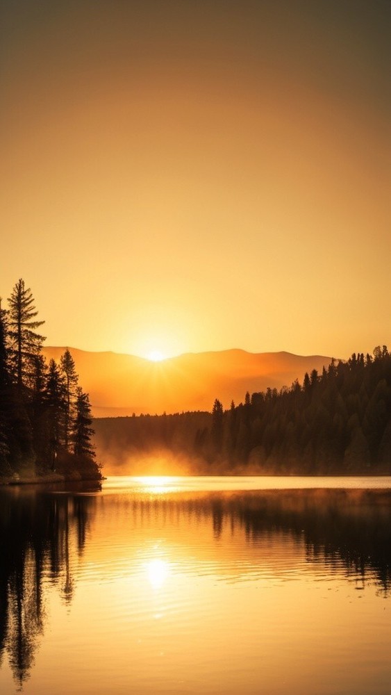 AI Art Sunrise Digital Wallpaper Background for Desktop