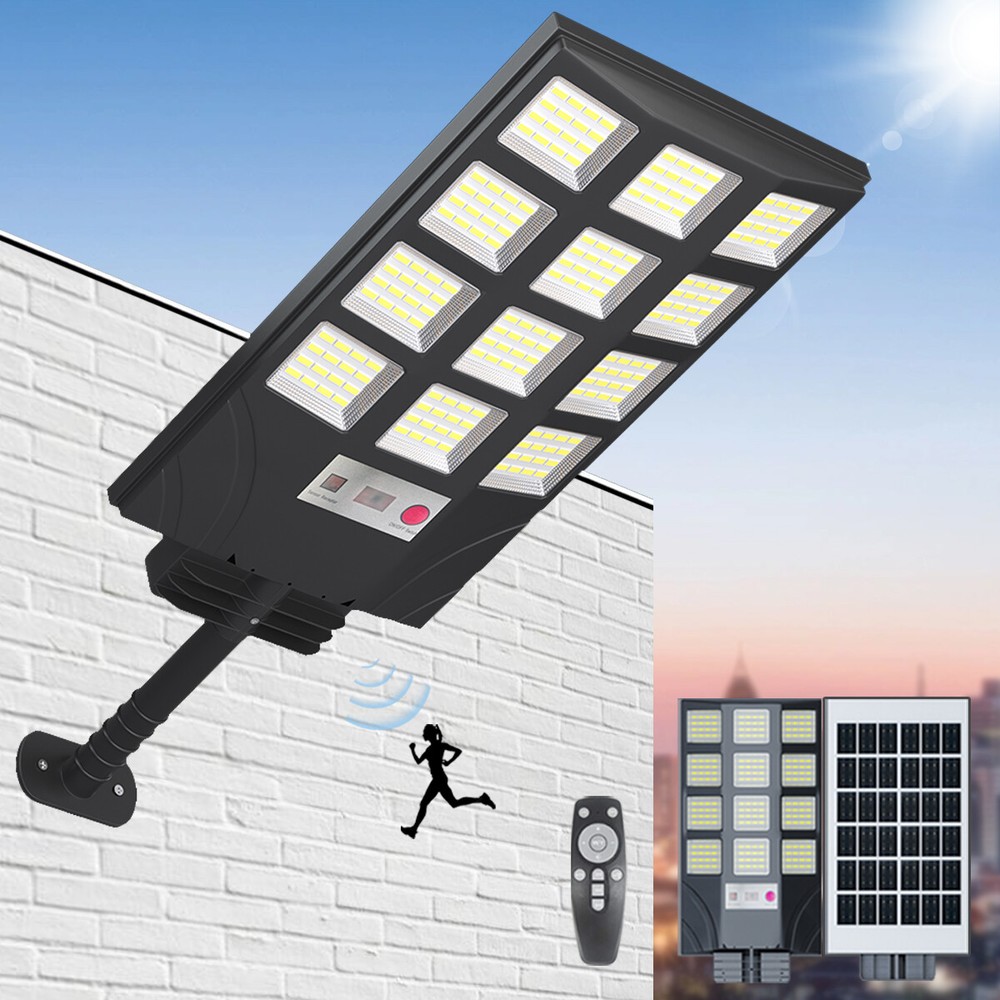 GEFOLLY 1800W Outdoor Solar Street Light Motion Sensor Dusk To Dawn Road Lamp
