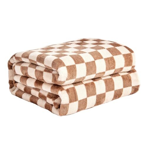 Checkered Flannel Fleece Throw Blanket Soft Cozy Checkerboard Grid Print Ches...