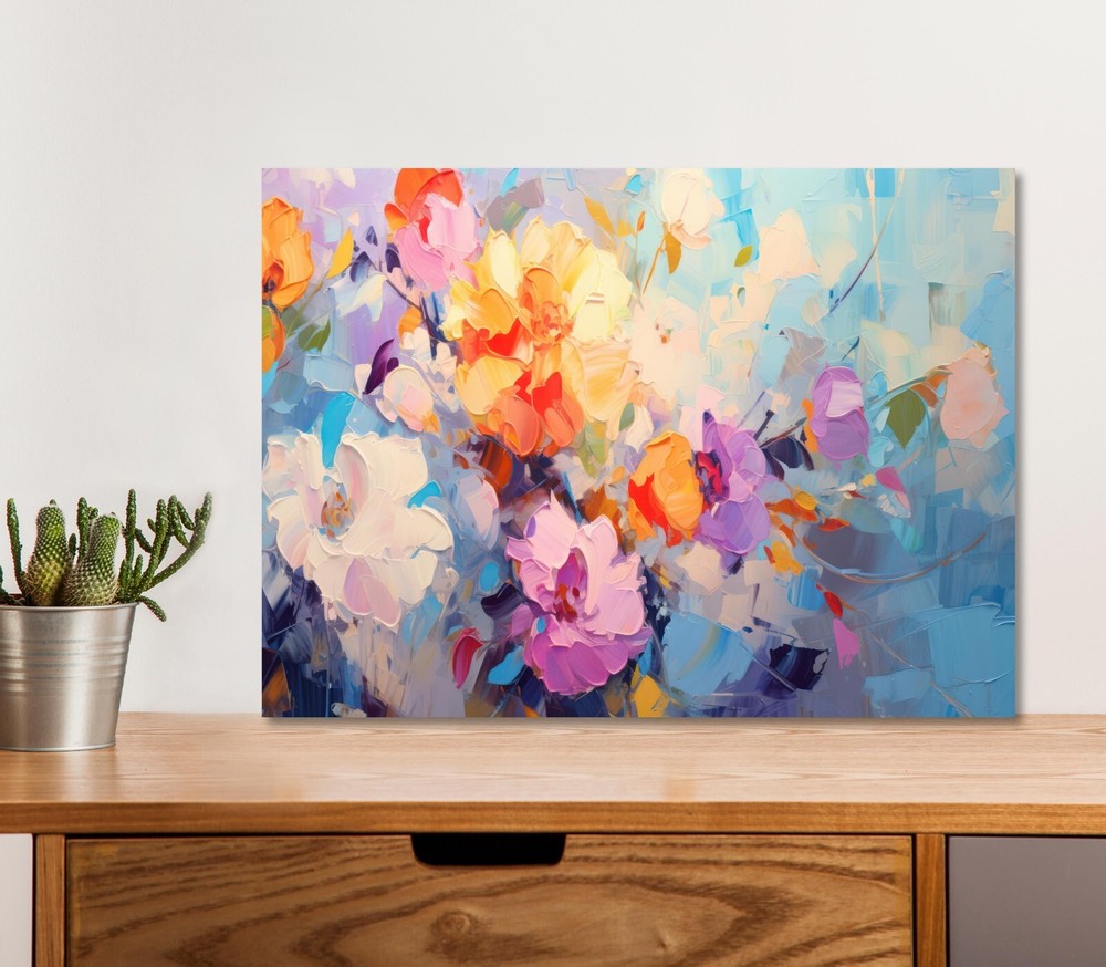 Spring Flower Abstract Colorful 5mm thick Plastic Poster Ready to Hang 60x45cm
