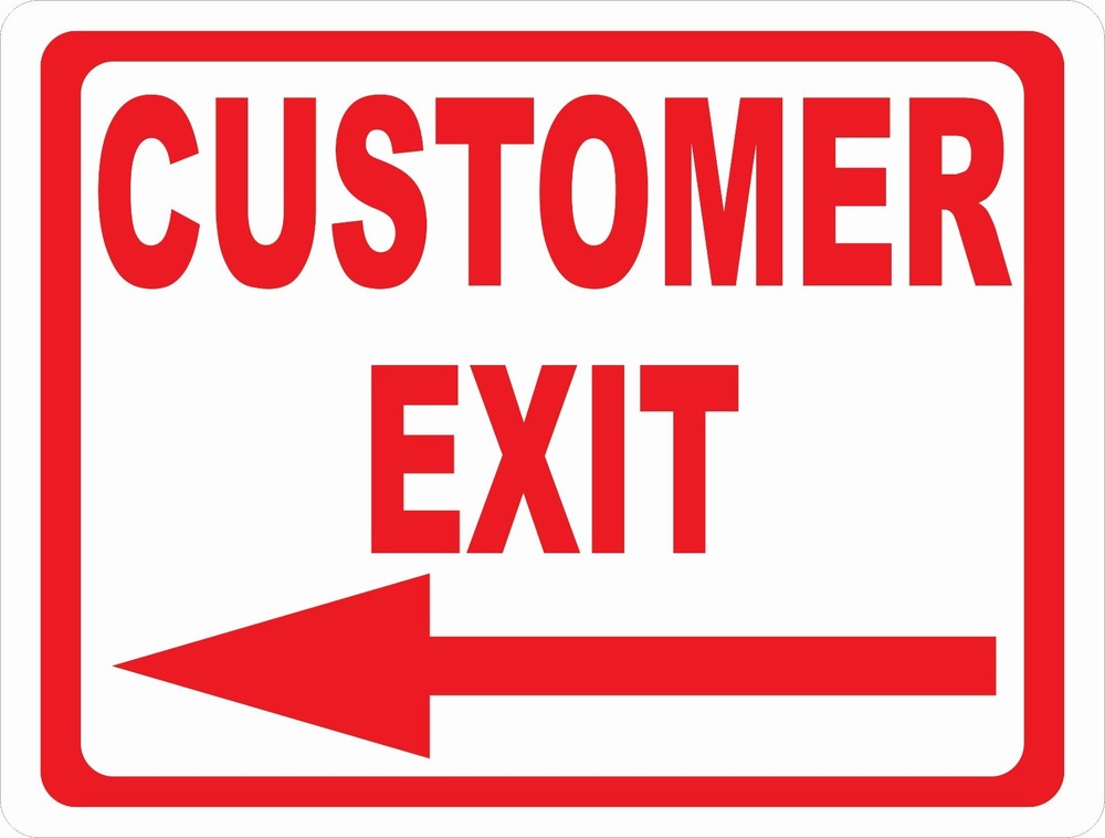 Customer Exit Sign w/ Directional Arrow. Size Options. Inform Customers of Exits-image