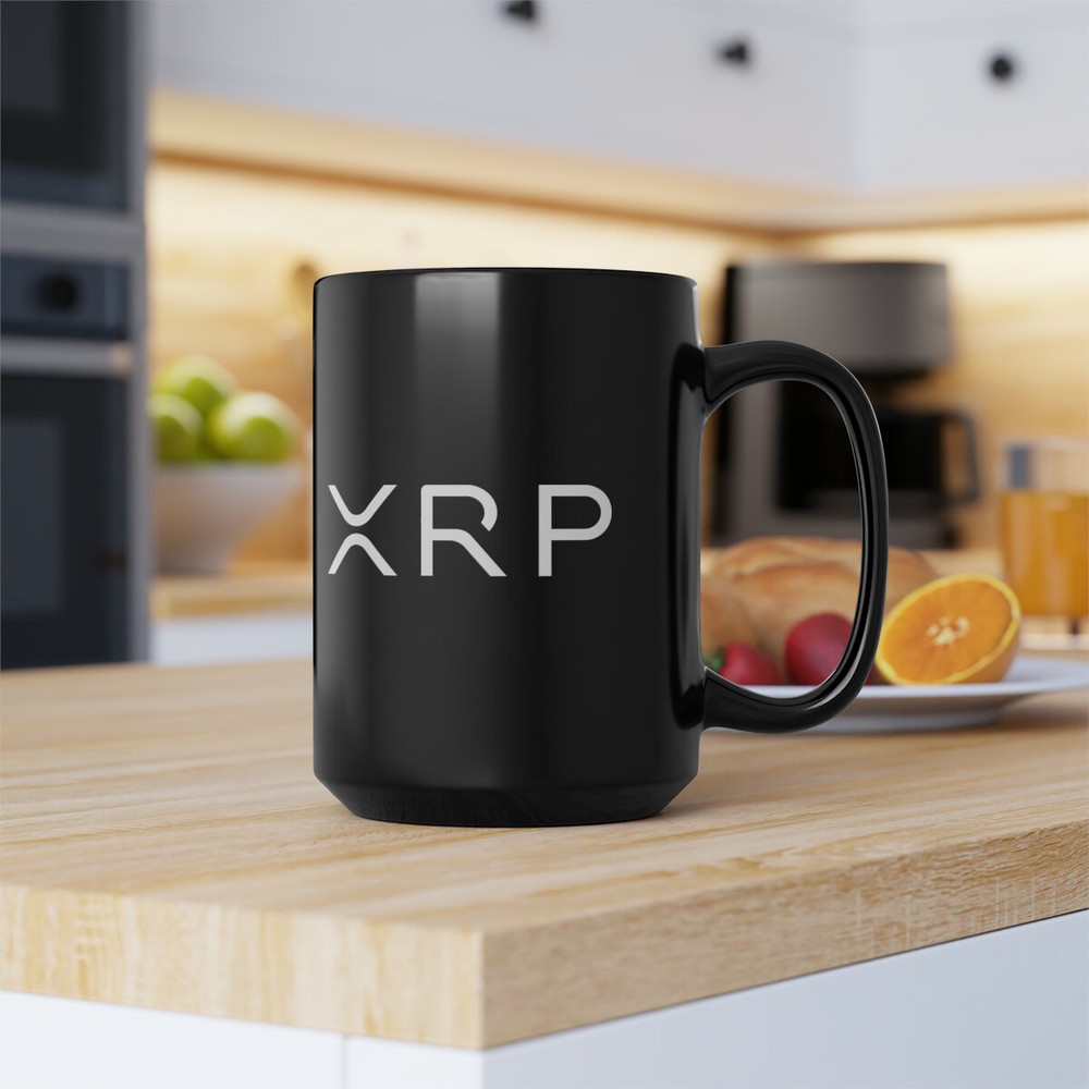 XRP Ripple Black Coffee Mug 15oz | Crypto Token Cup Cryptocurrency HODL-image