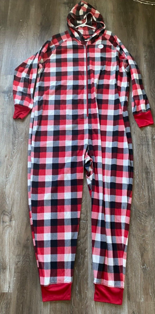 MACY'S Family PJs nwt Buffalo Check Hooded One Piece Pajamas~Women's Size 2X~NEW