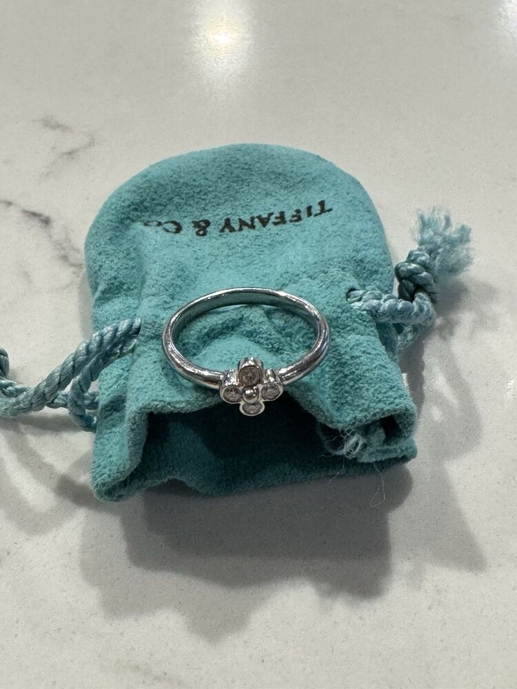 Tiffany Platinum Diamond Flower Ring Size 5