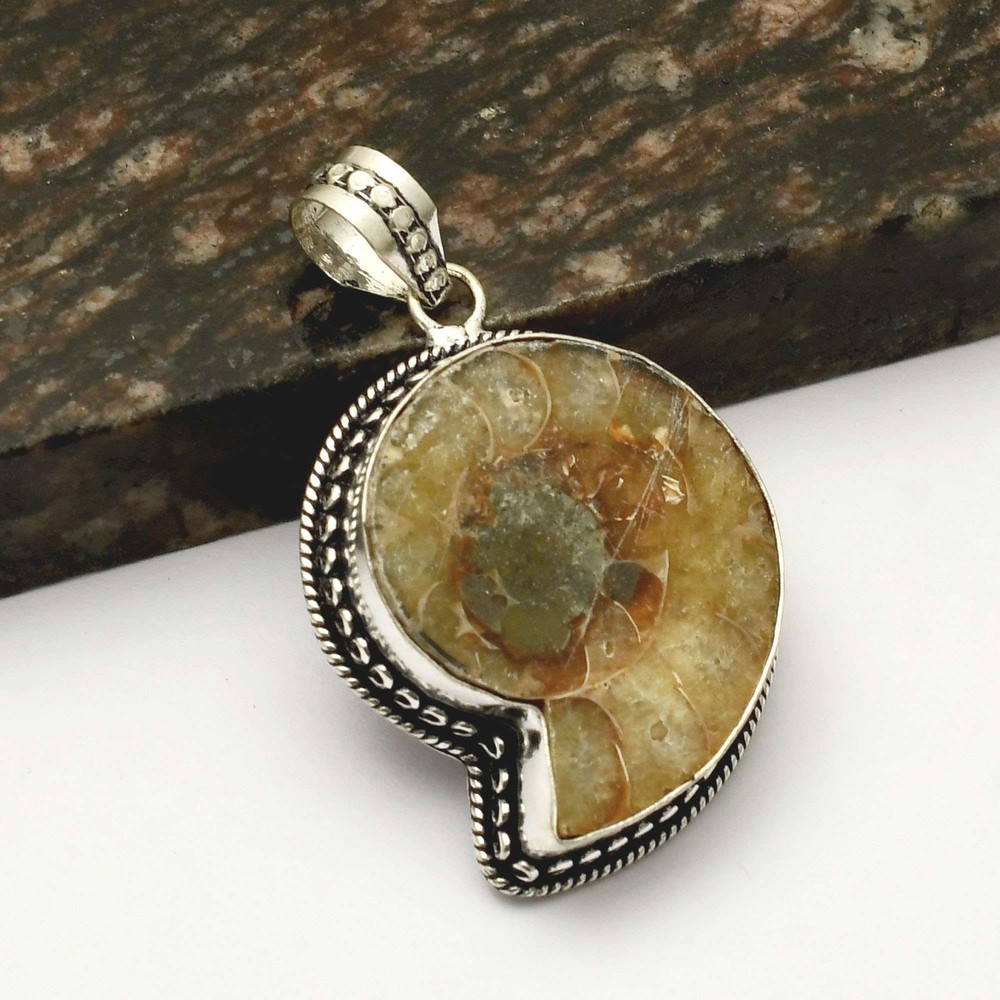 Ammonite Fossil Gemstone Handmade Pendant Jewelry Gift 2.32 Inches AP-42919