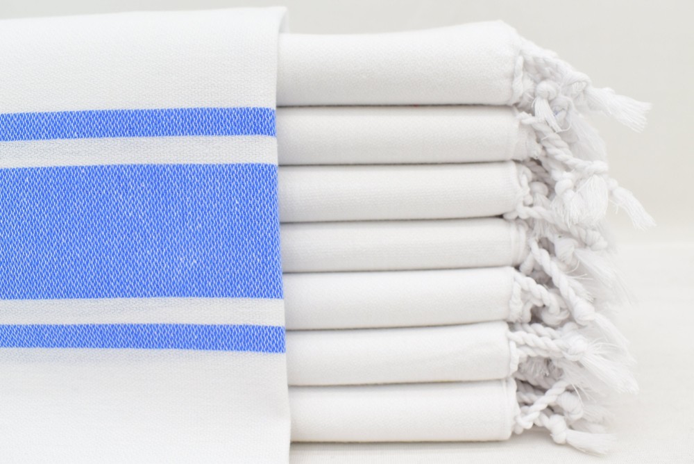 Blue Organic Turkish Hand Towel 24x36 - Kitchen or Bridesmaid Gift