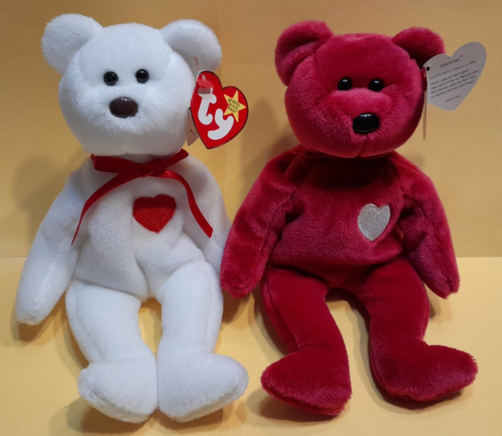 Ty Beanie Baby, Valentino & Valentina. Valentine's Day gift with heart on chest