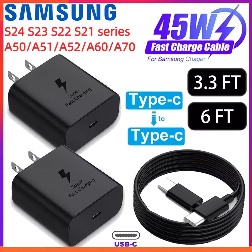 Original Samsung 45W Super Fast Charger & USB-C Cable for Galaxy S24 Ultra S24+