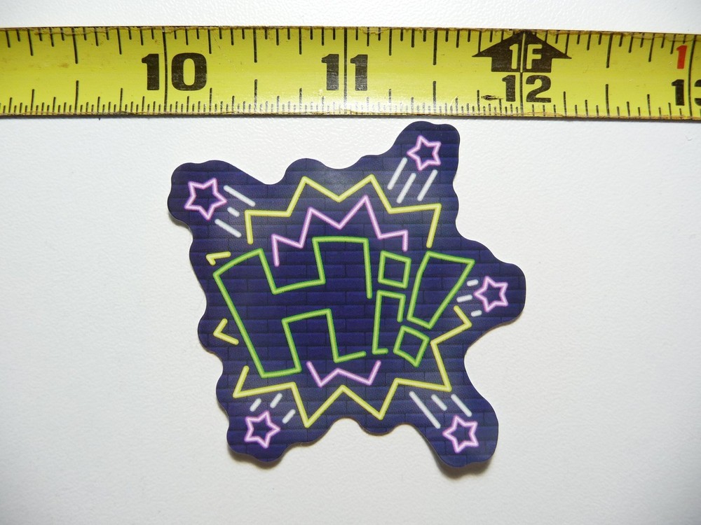 HI! EXCLAMATION WORD FUN STICKER DECAL NEON STYLE BRIGHT VINYL