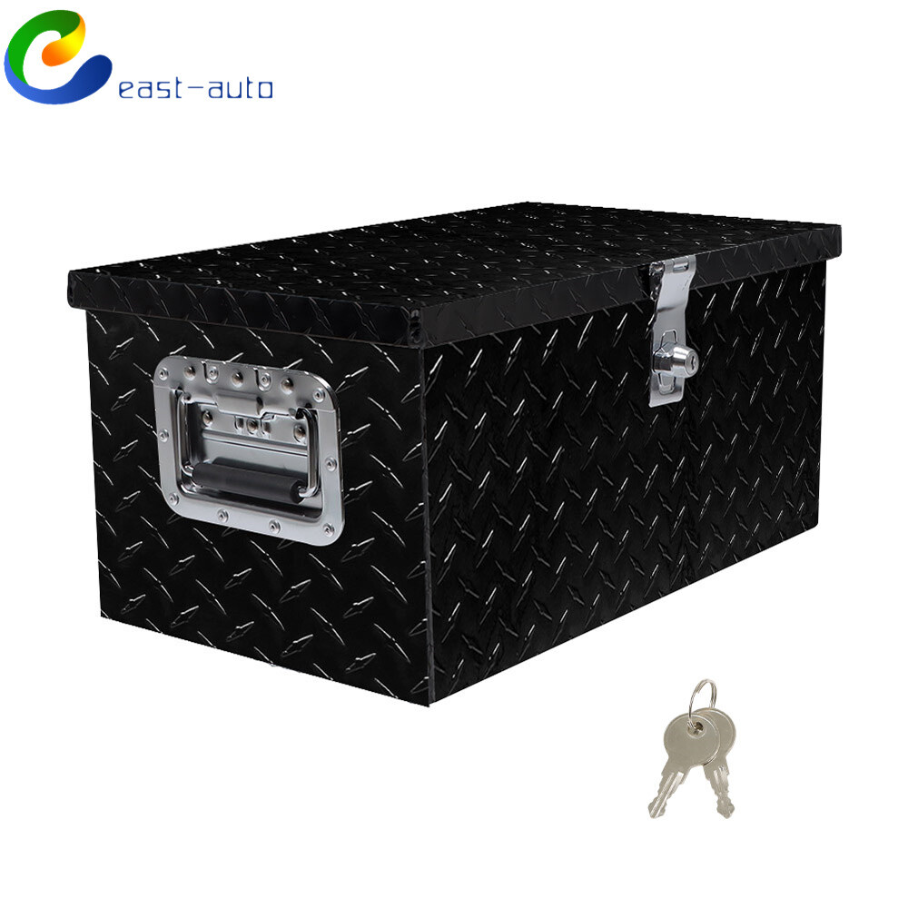 20x12x9.5 Inch Black Aluminum Diamond Plate Tool Box for Pickup Truck Trailer