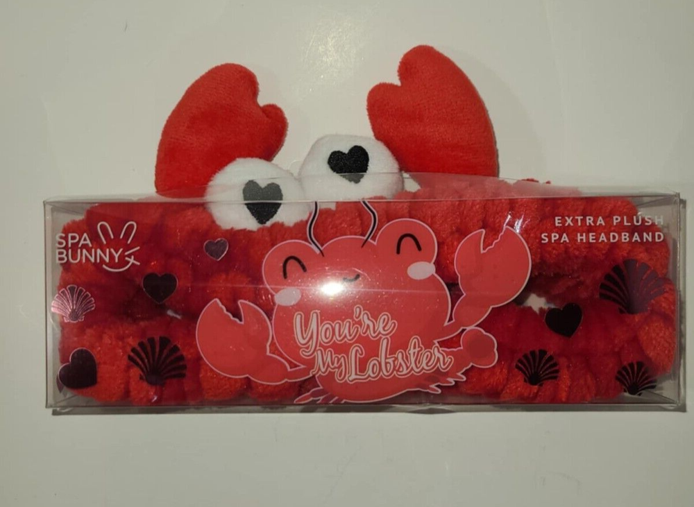 Plush Stretchy Youre My Lobster Headband for Makeup Yoga and Skincare