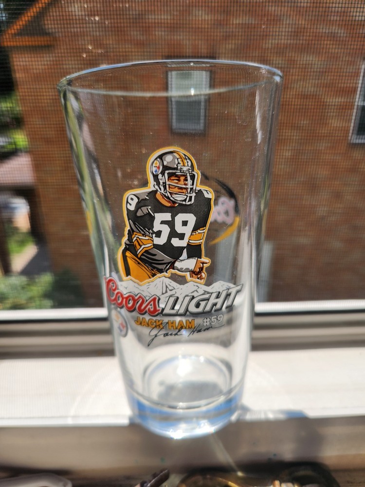 NFL Pittsburgh Steelers Vintage Coors Light 16 oz Beer Glass Jack Ham Edition