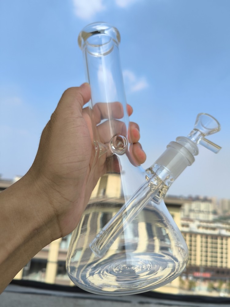 9IN Glass Bong Heavy Duty  Glass Water Pipe Smoking Tobacco Pipe Beaker