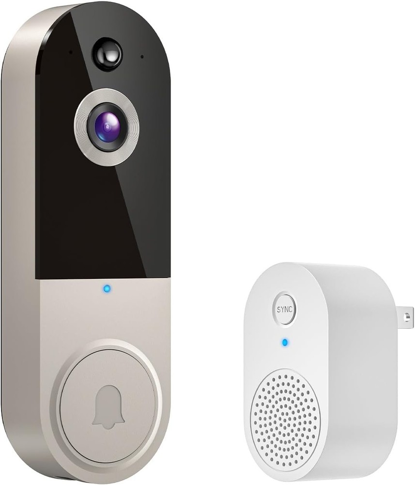 1080p Wireless Smart Doorbell Camera with AI Human Detection 2-Way Talk in Linen