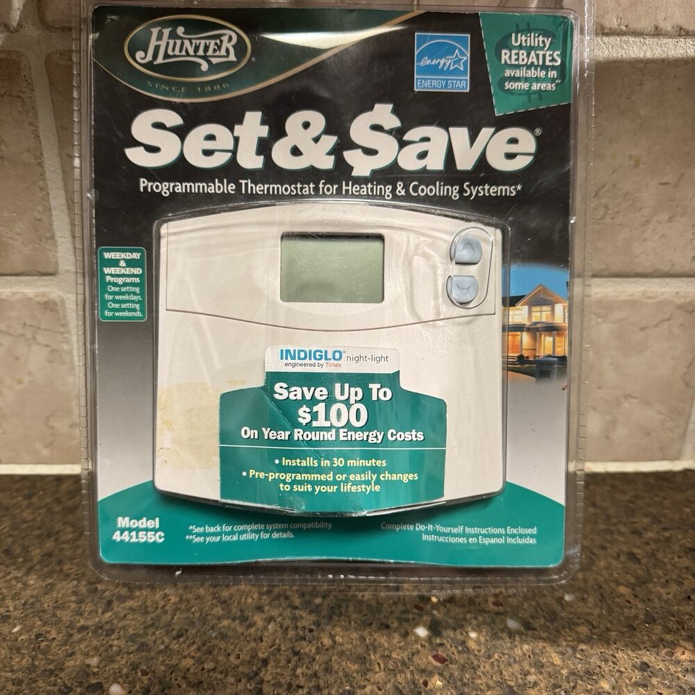 Hunter 44155C Set and Save Programmable Thermostat - White, NICE - FAST SHIPPING