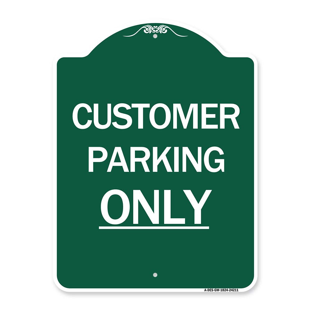 Designer Series Sign - Customer Parking Only | Green & White 18