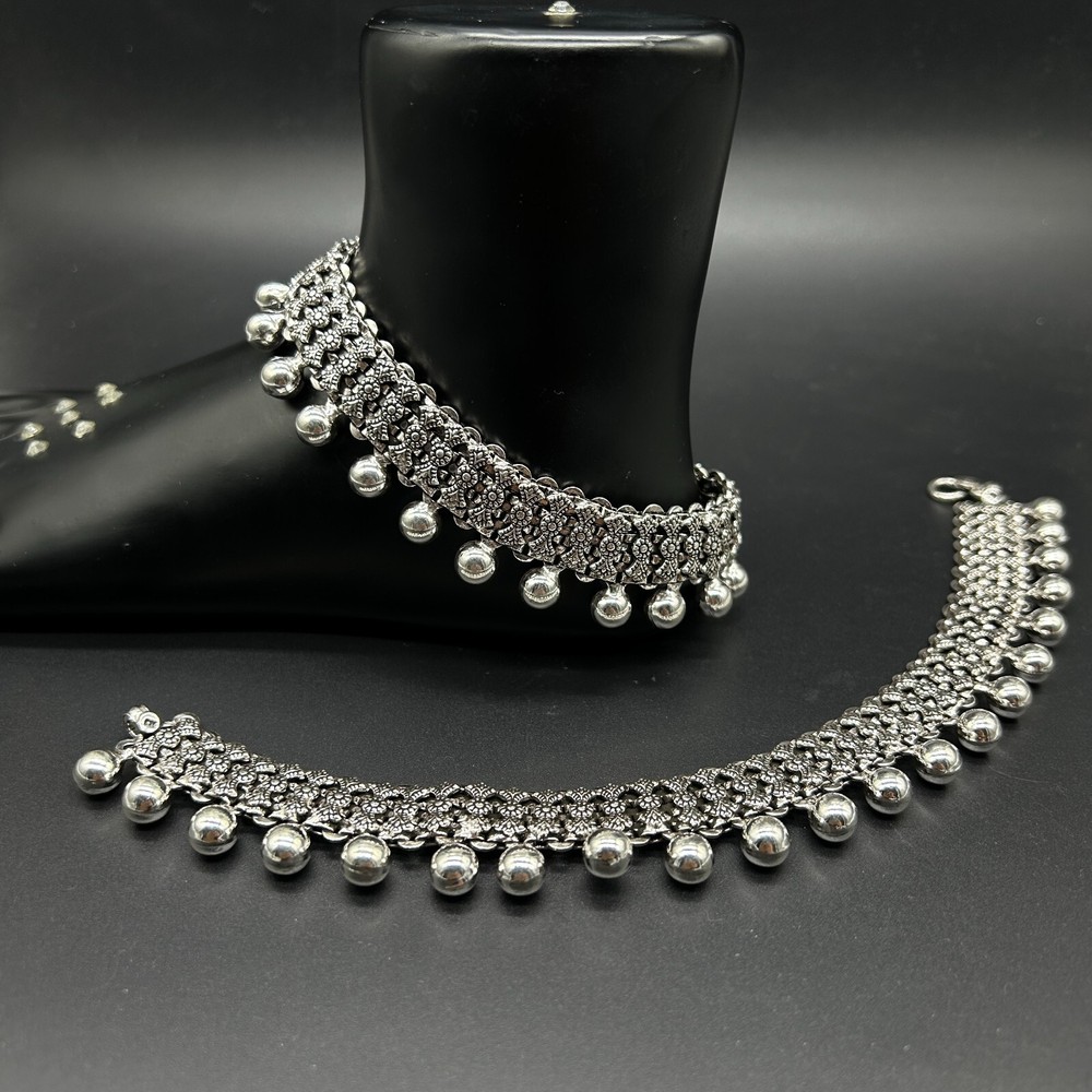 925 Sterling Silver Anklet for Women - Elegant Silver Bride Payal Design