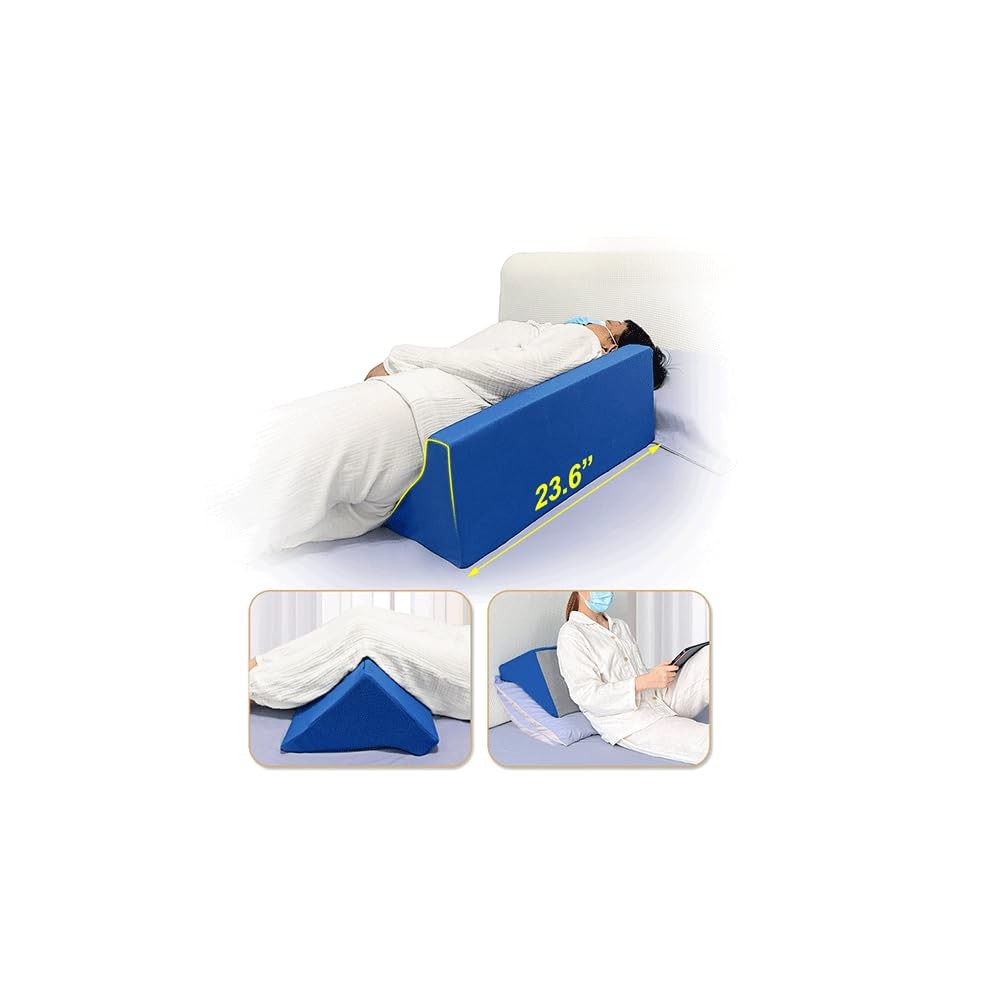 Bed Wedge Pillow for Sleeping Seniors Adults Post-Surgery Support Incline Triangle Cushion
