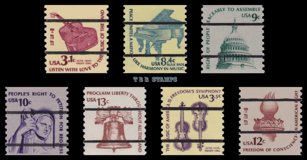 7 Americana Coil Precancels 1613a 1615Cd 1616b 1617a 1618a 1813a 1816a - Buy Now-image