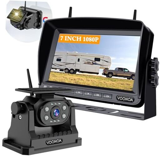 Solar Wireless Magnetic Backup Camera, 9600mAh Battery Powered 1CAM Black