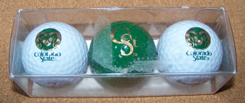 CSU Colorado State University 3 pack golf balls Rams Pro-Grade 1 green white