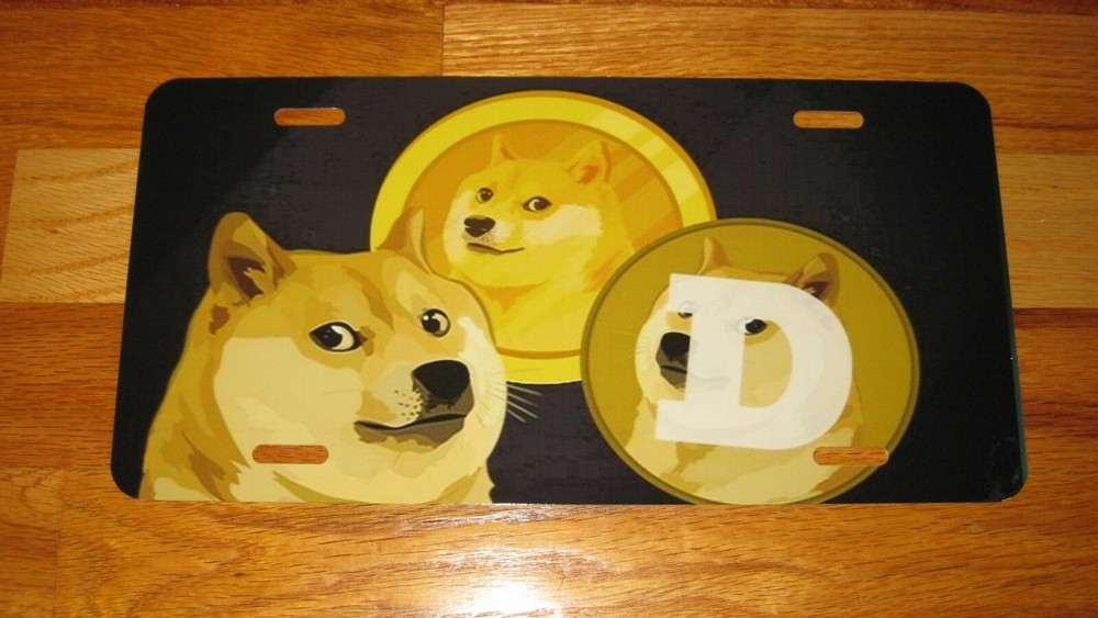 DOGECOIN TO THE MOON Custom Aluminum Crypto License Plate-image