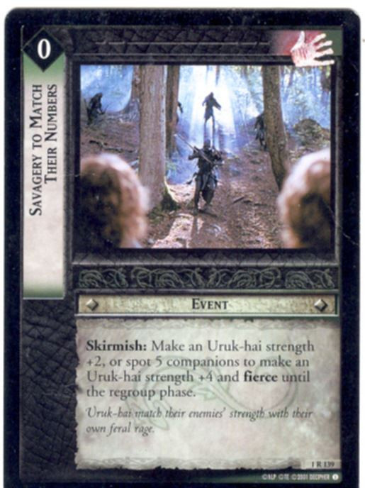 Lord Of The Rings CCG FotR Card 1.R139 Savagery To Match Their Numbers