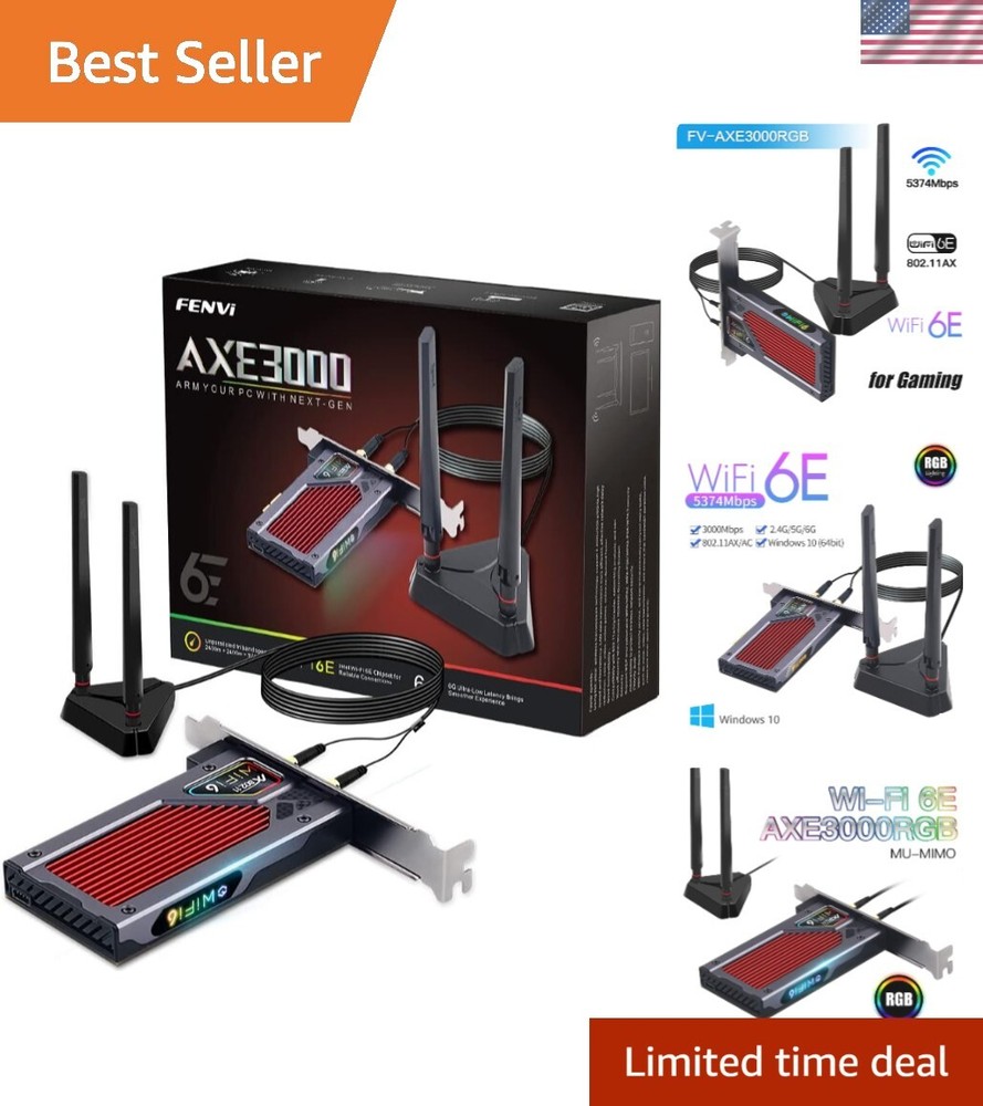 Fenvi AX210 WiFi 6E PCIe Adapter with BT5.2 RGB Gaming 802.11ax 160MHz