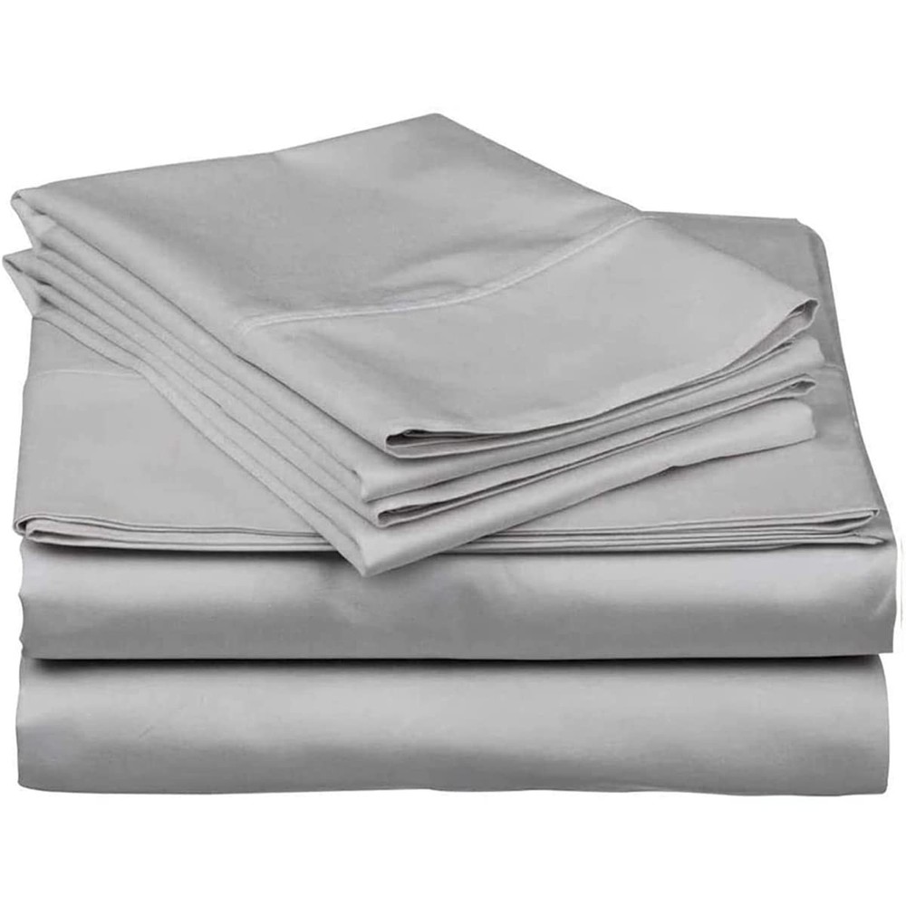 600 Thread Count 100% Long Staple Soft Combed Cotton, 4 Piece Sheets Set, Que...