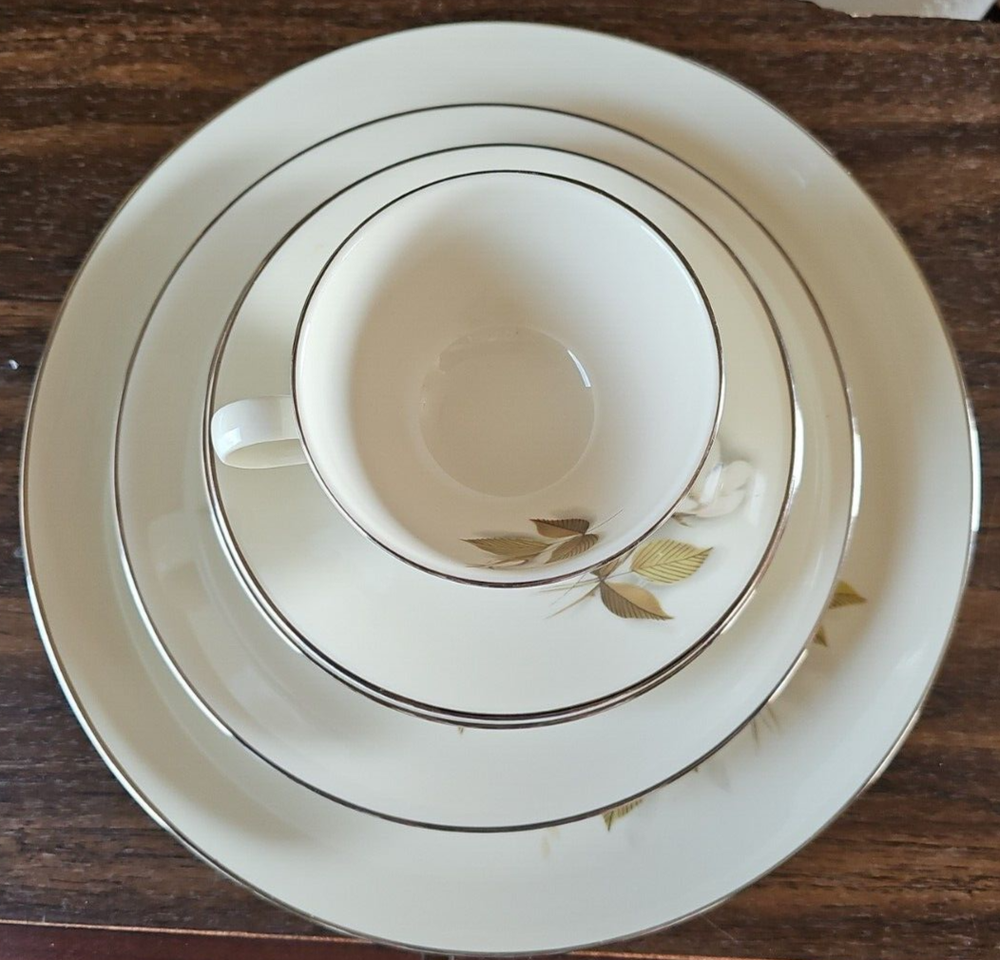 Nancy Prentiss Ivory Rose 5 Piece Place Setting Fine China USA 1962 Made is USA