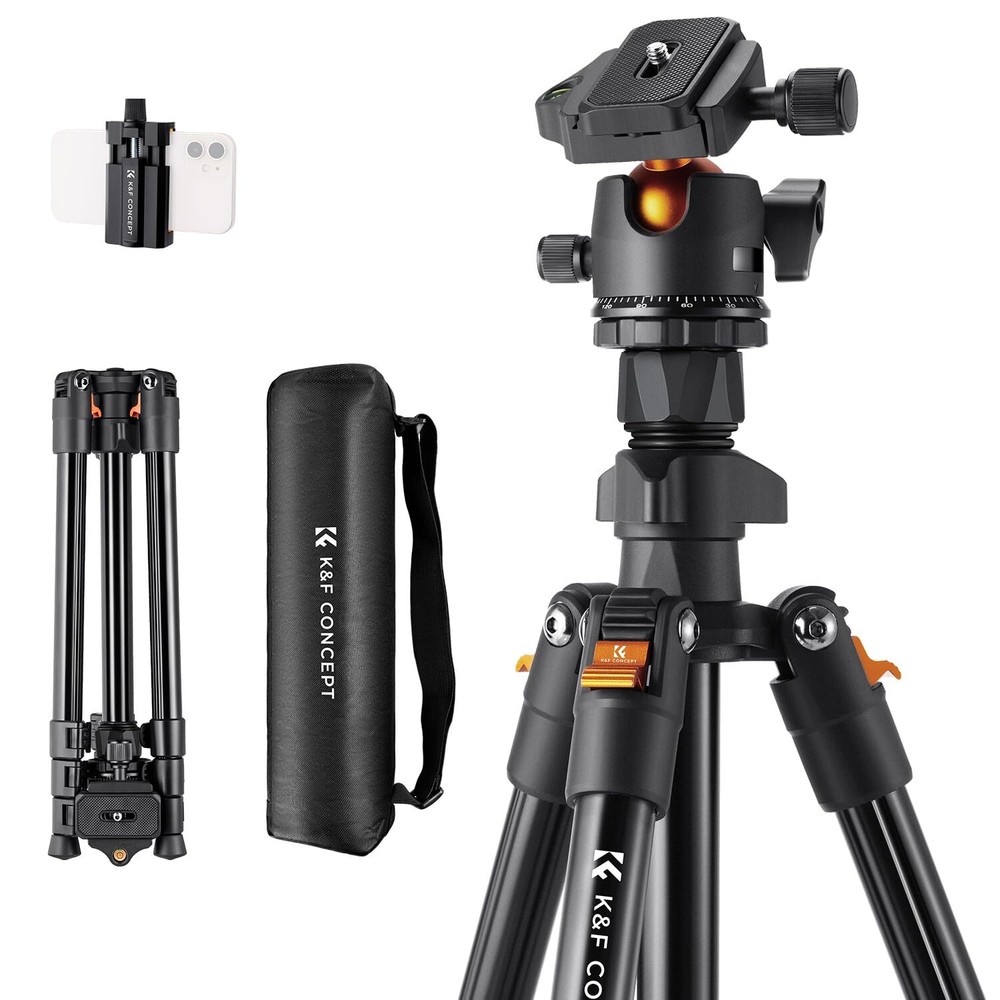 K&F Concept 64 inch/163cm Camera Tripod,Lightweight Travel Outdoor DSLR Tripo...