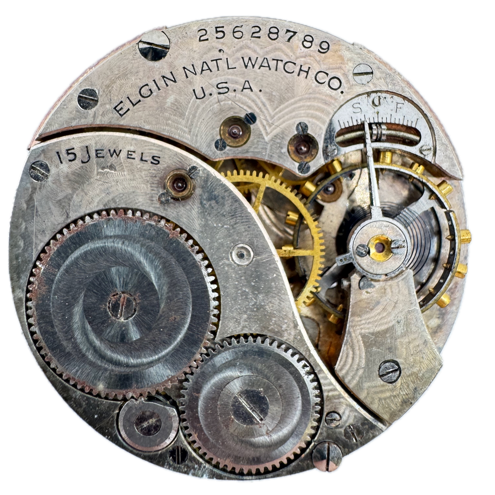 Antique 12s 1923 Elgin Floral 15 Jewel Mechanical Pocket Watch Movement 315 USA