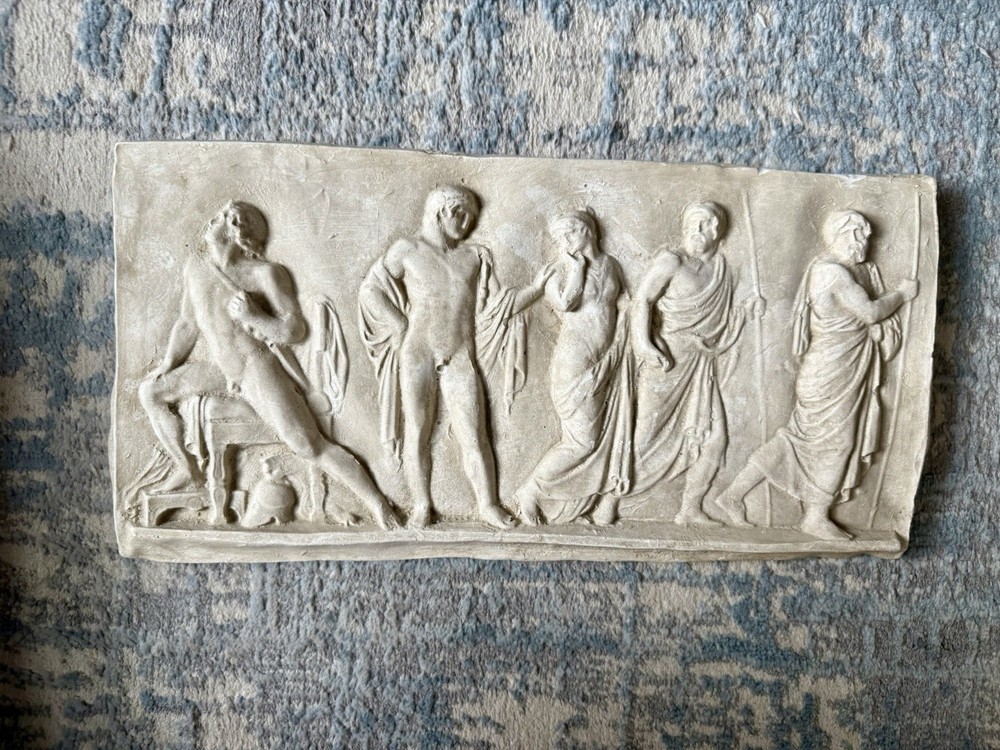 Achilles and Briseis Iliad Homer Greek Mythology Relief Sculpture Wall Art