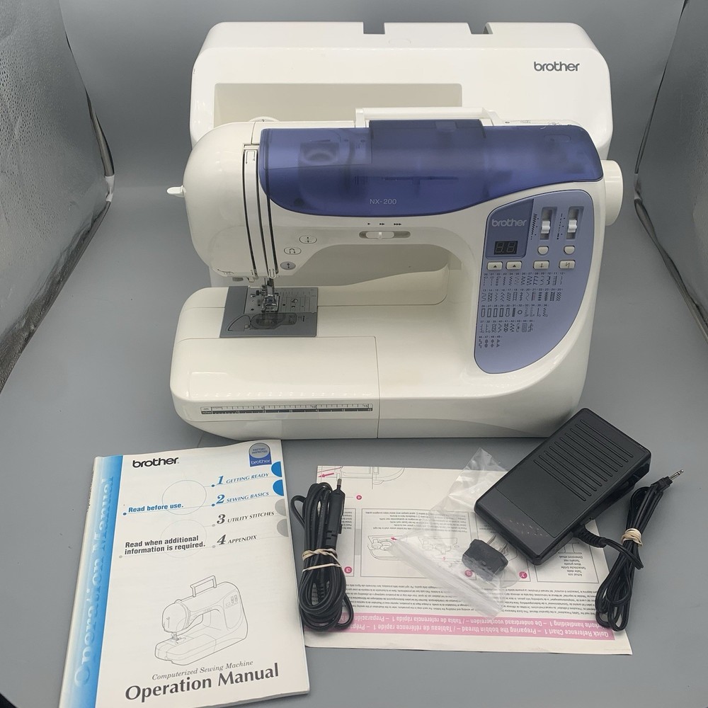 Brother NX-200 Sewing Machine with Case Pedal Accessories Manual Cords Tested Working