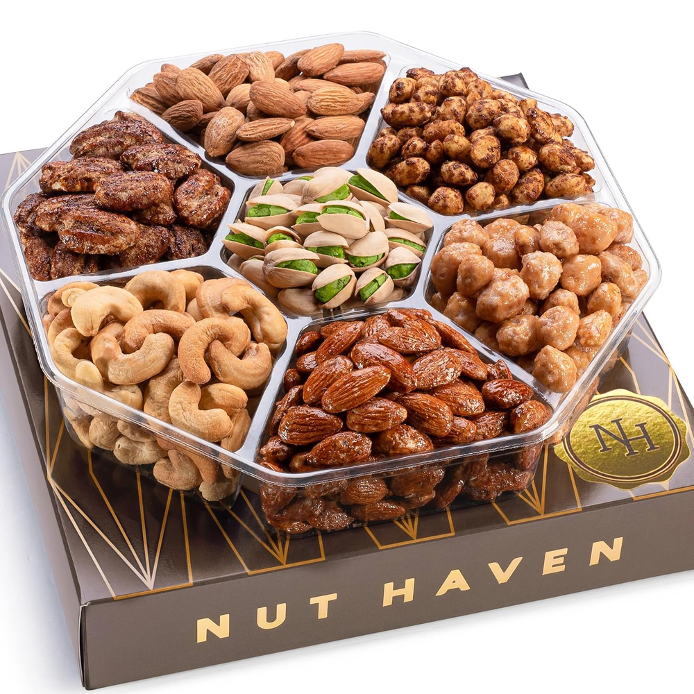 Holiday Christmas Nuts Gift Basket - Assortment of Sweet & Roasted Salted Gourme