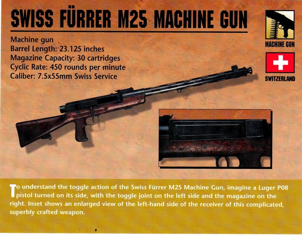 Swiss Furrer M25 Machine Gun Classic Firearms Photo Card u