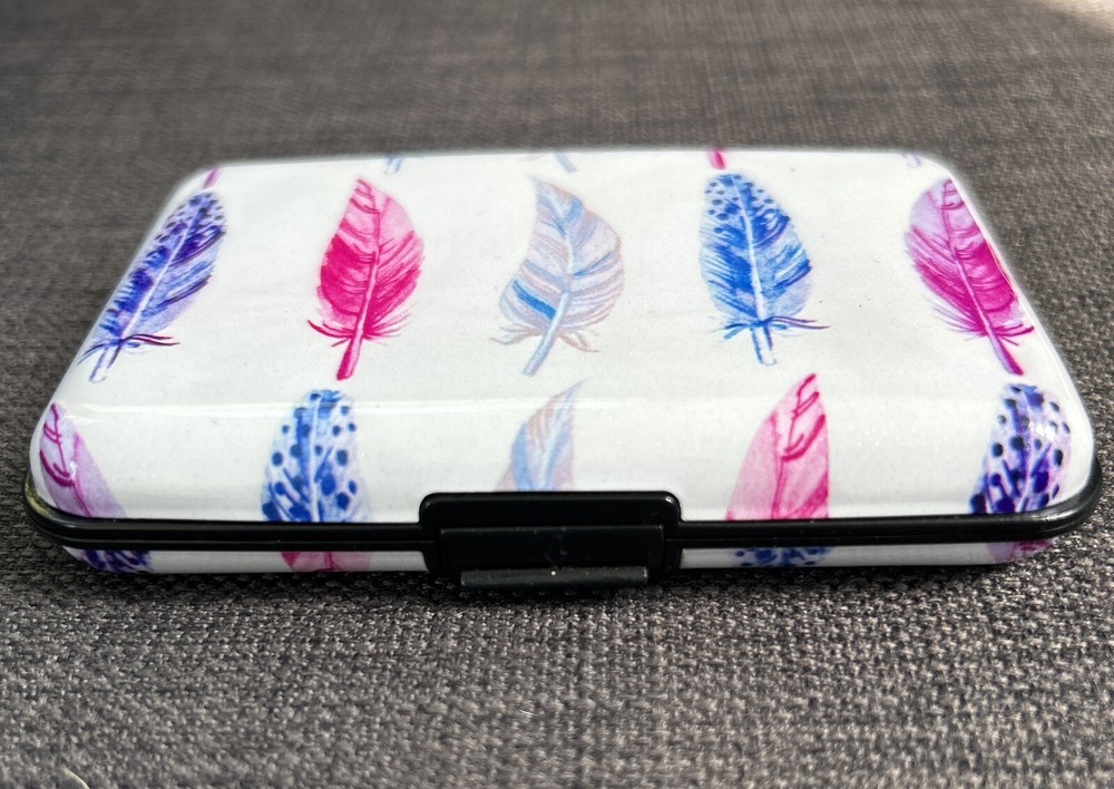 Slim Feather Credit Card Case RFID Blocking Aluminum Metal Wallet  -image