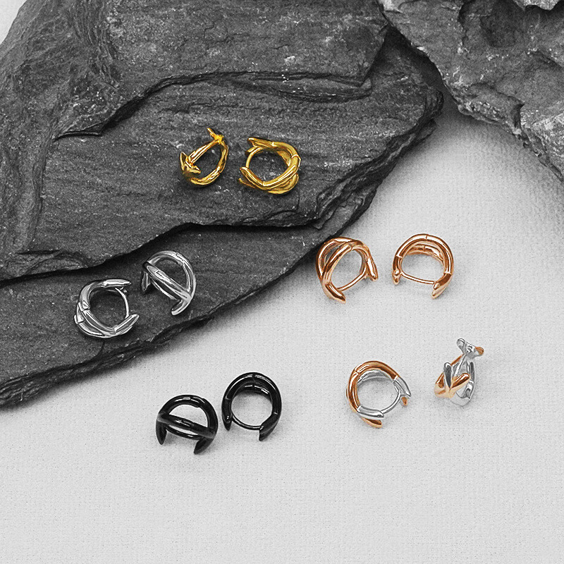 Small circle earrings vintage titanium steel 18k non-fading ear clips for women