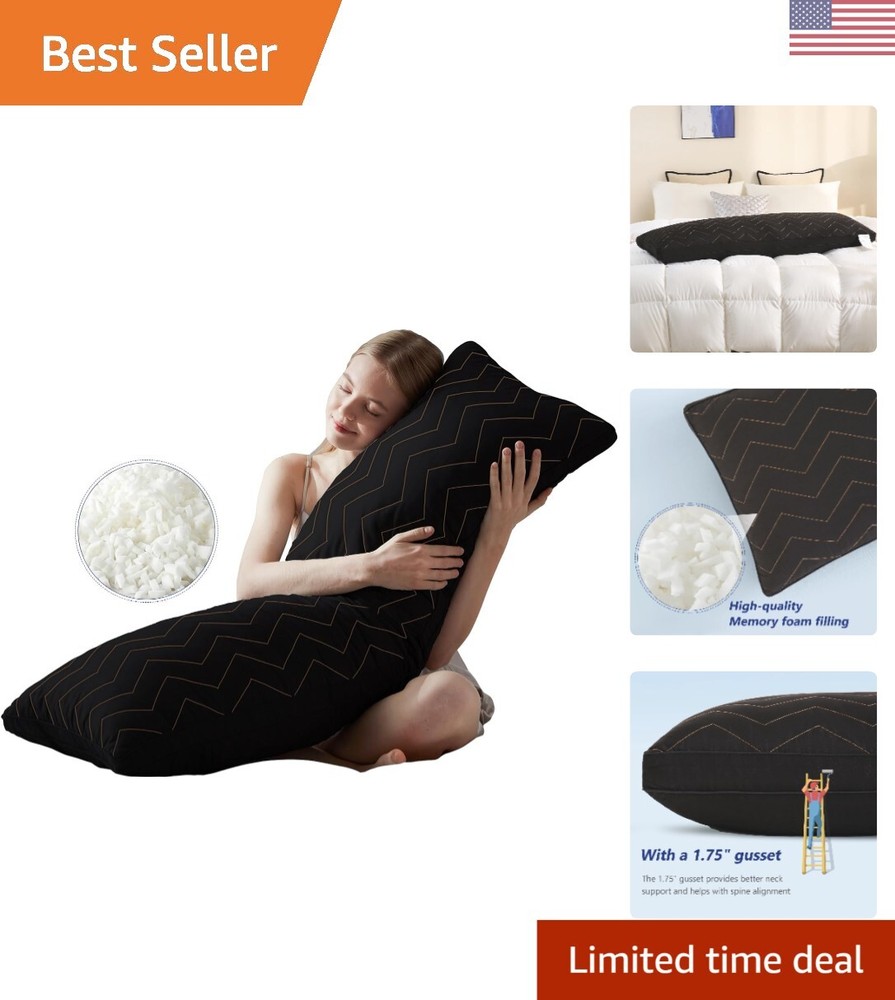 Quilted Memory Foam Body Pillow for Adults - Soft Support Full Length Comfort